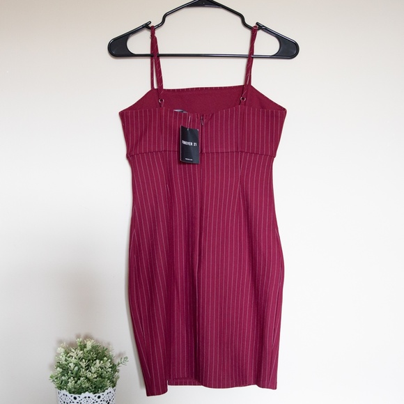 HP 🎉 Forever 21 Pinstriped Pinafore Mini Dress - S - Picture 5 of 6